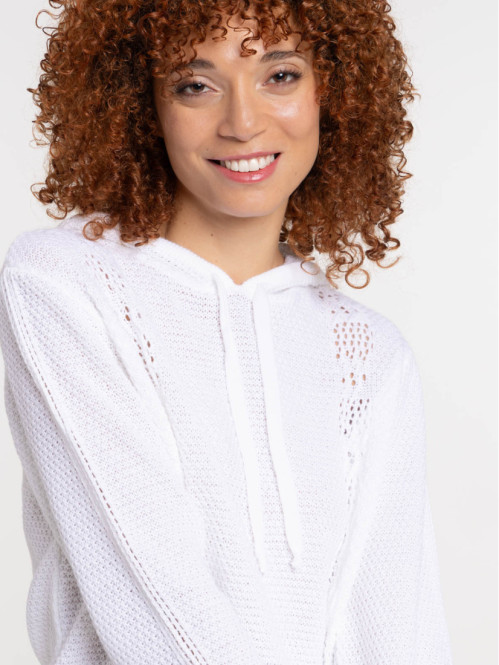 Pull à capuche écru femme Pull à capuche écru femme
