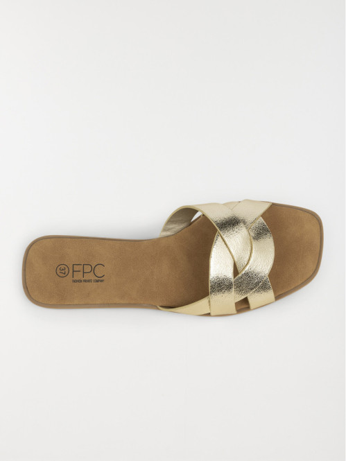 Mules plates femme doré...