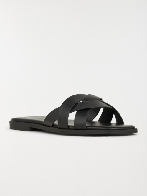 Mules plates femme noir...