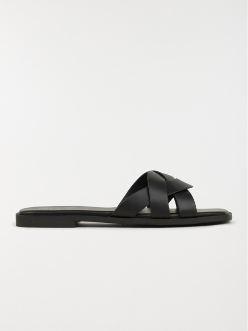 Mules plates femme noir...