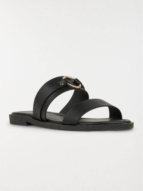 Mules noires anneau doré...