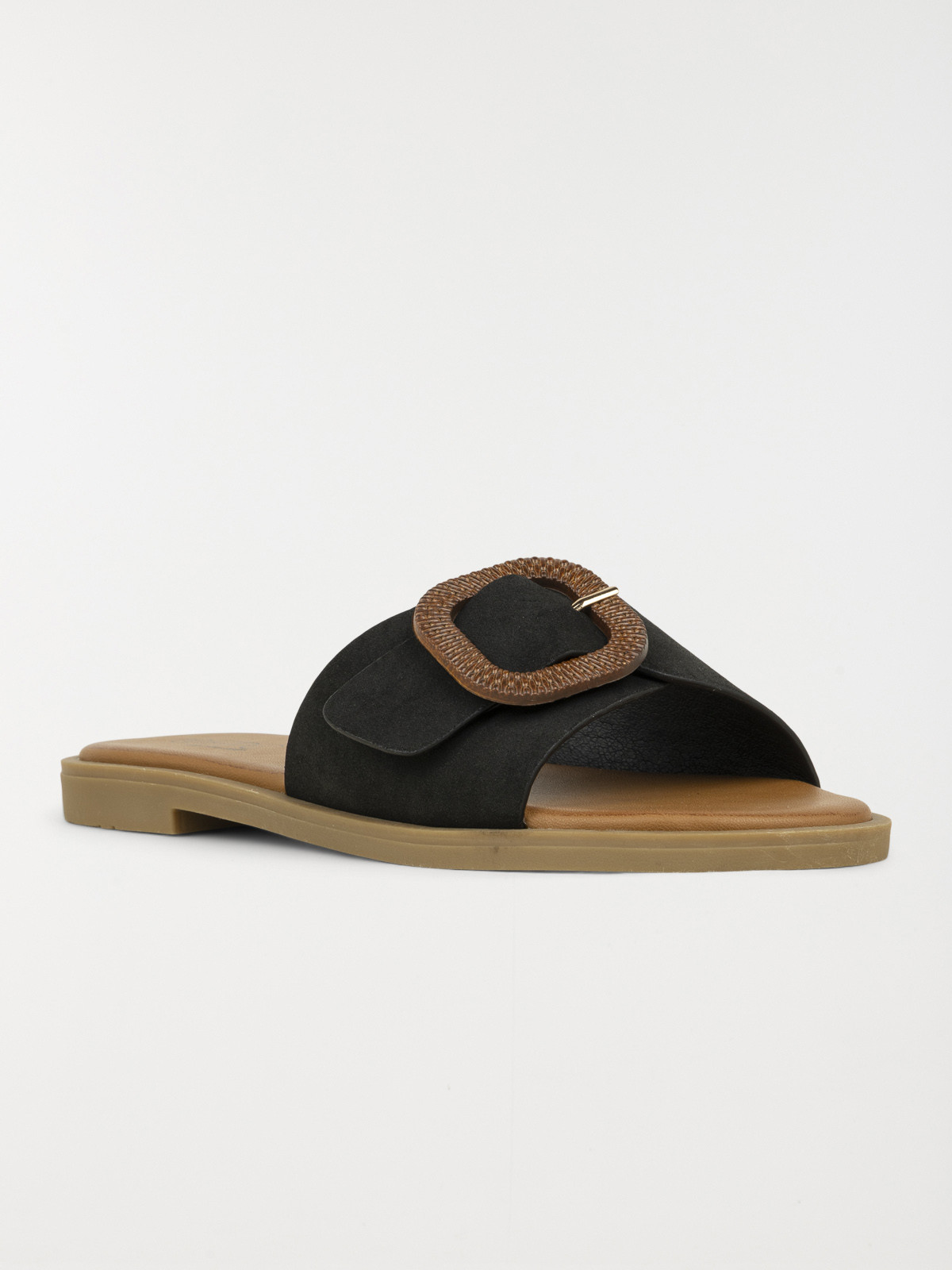 Mules boucle carrée femme noir (36-41)