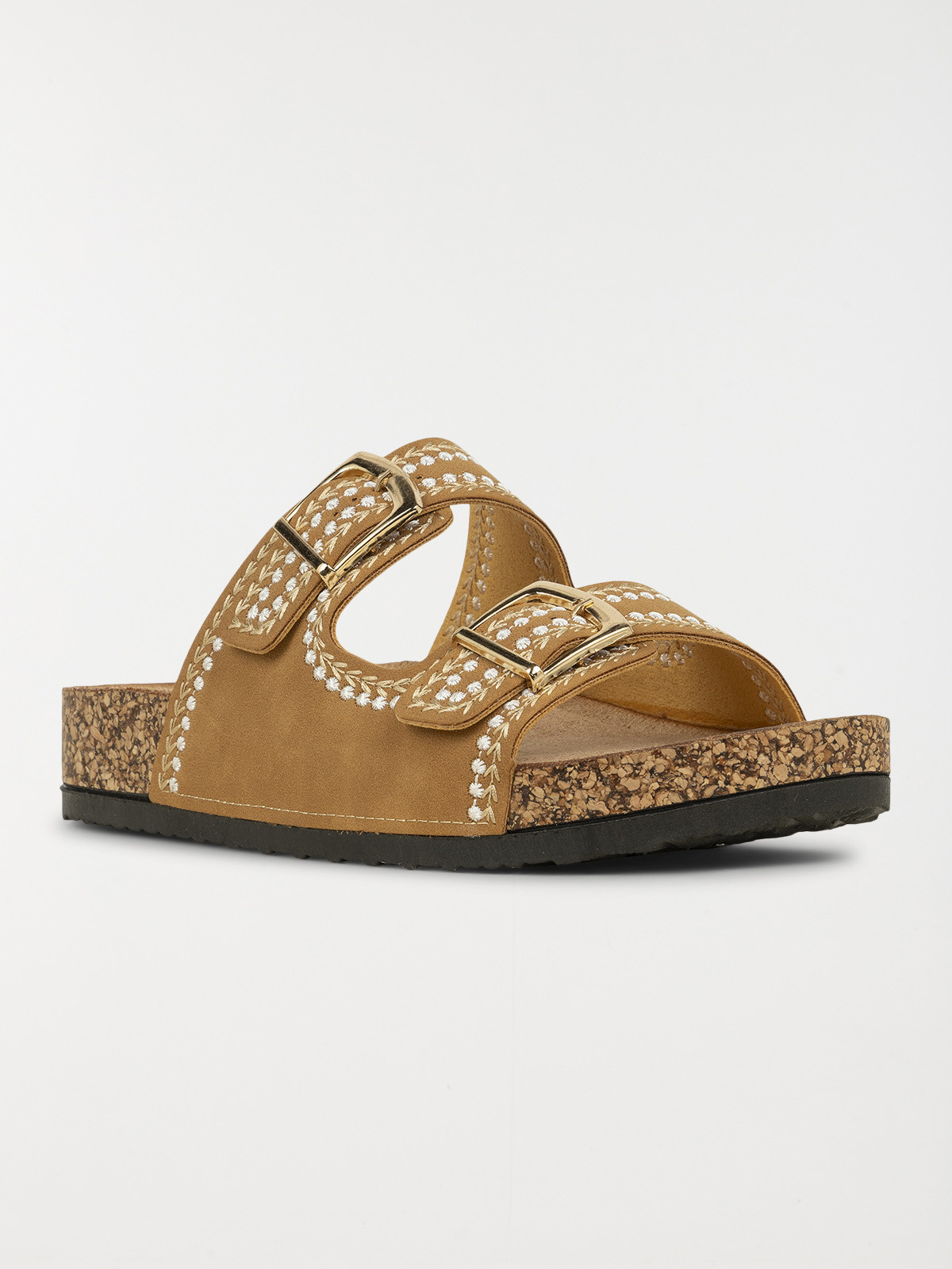 Mules brodées femme camel (36-41)