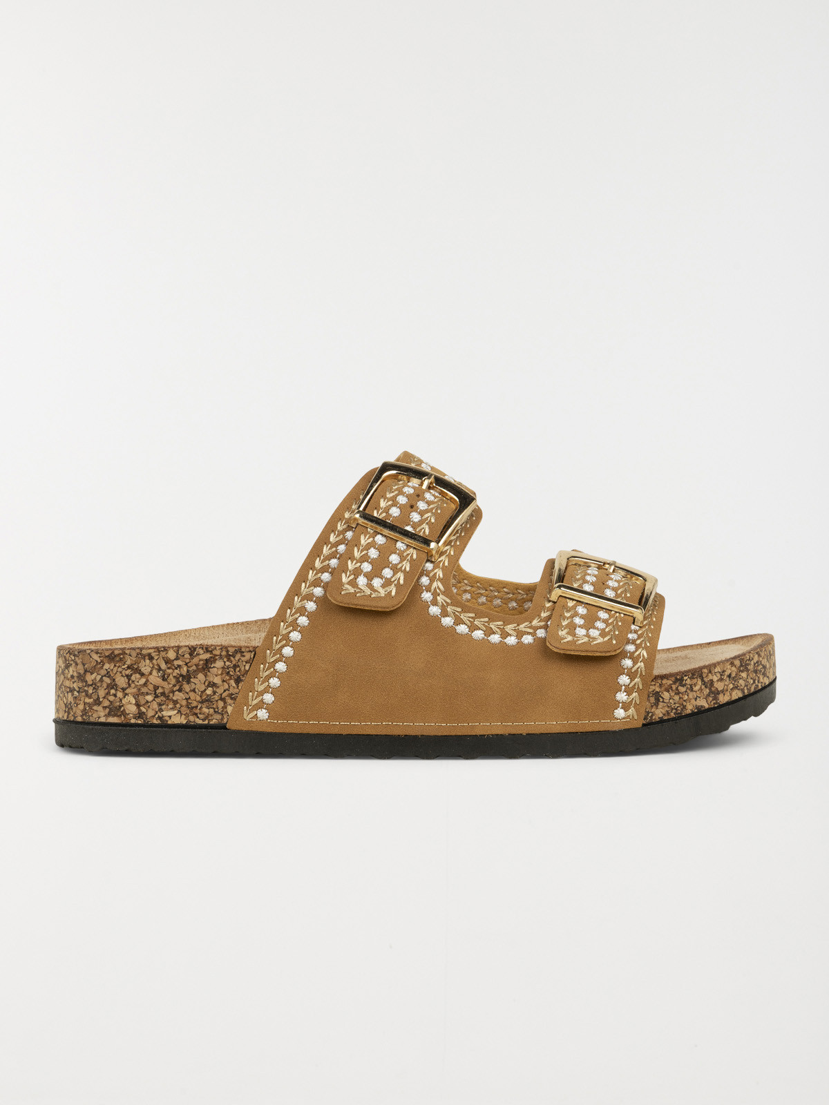 Mules brodées femme camel (36-41)