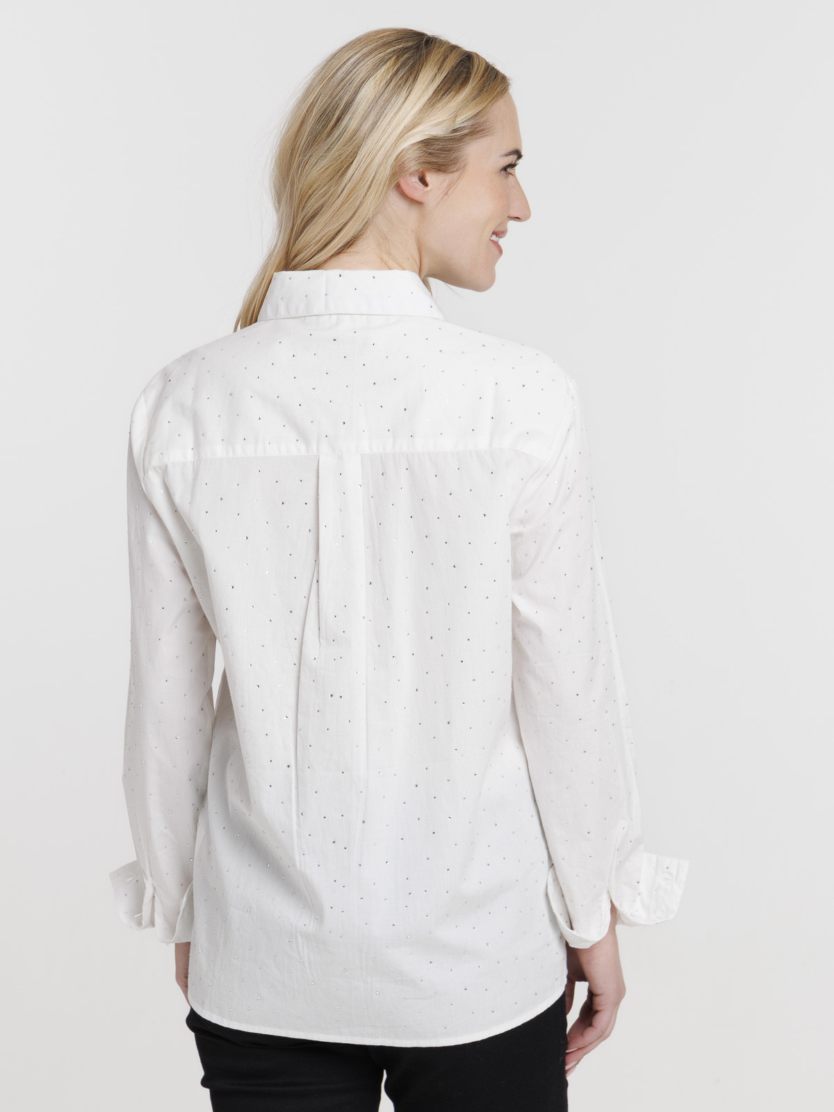 Chemise écru strass femme