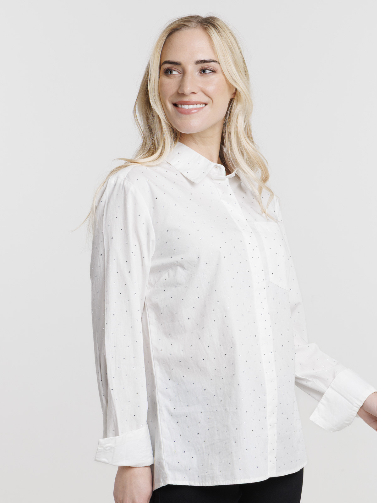 Chemise écru strass femme