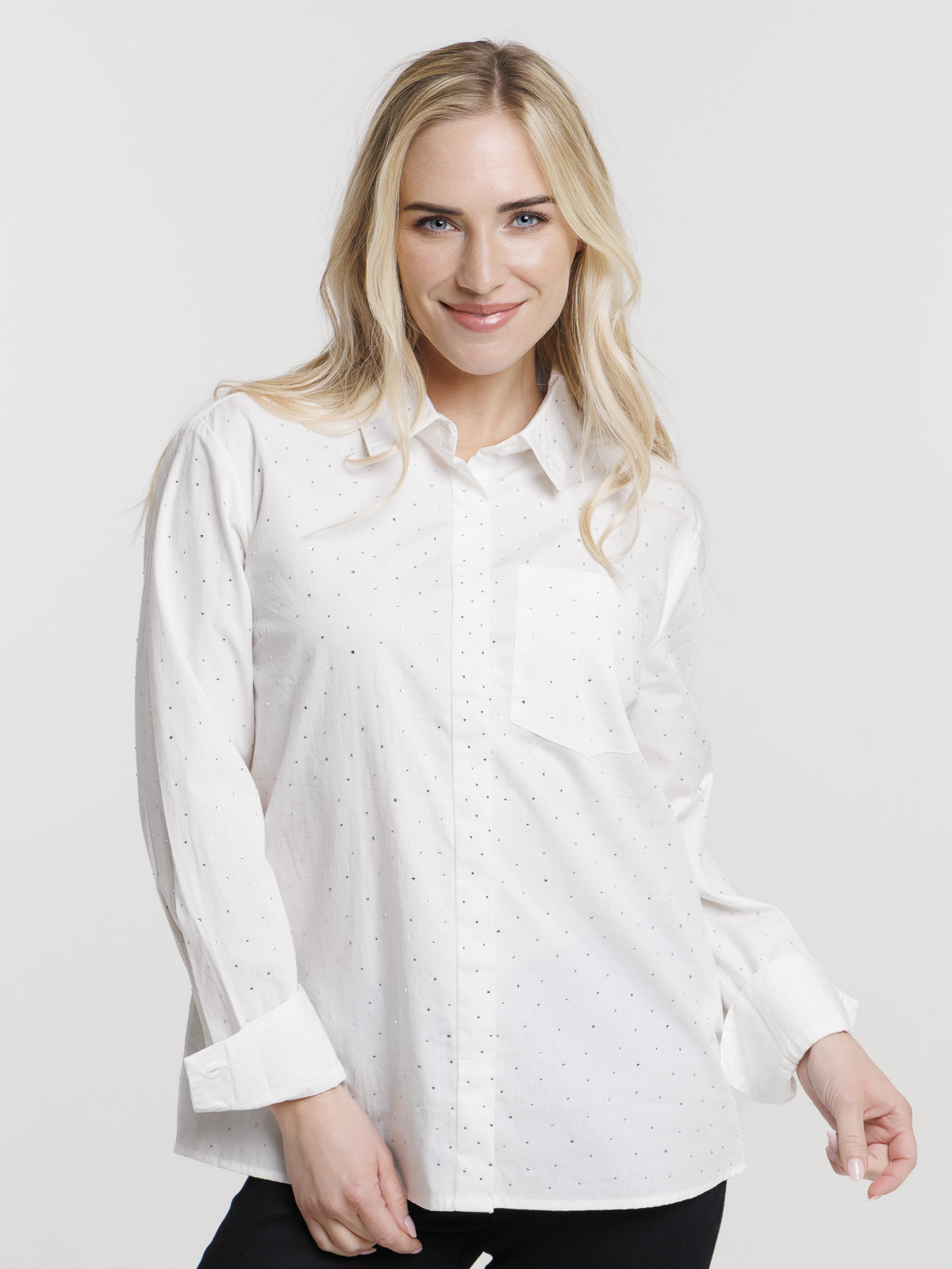 Chemise écru strass femme