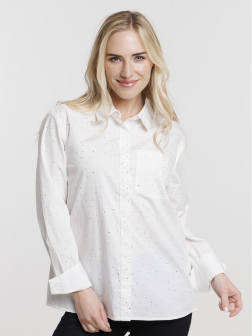 Chemise écru strass femme