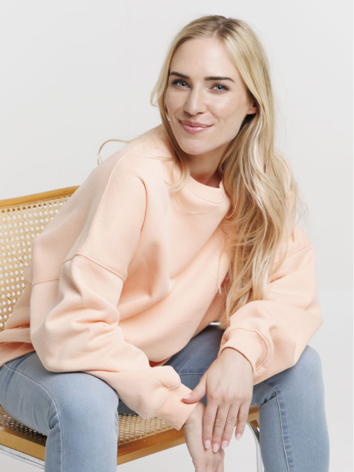 Sweat uni orange sorbet femme