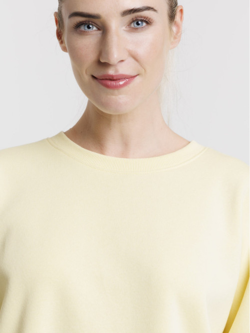 Sweat uni jaune pâle femme