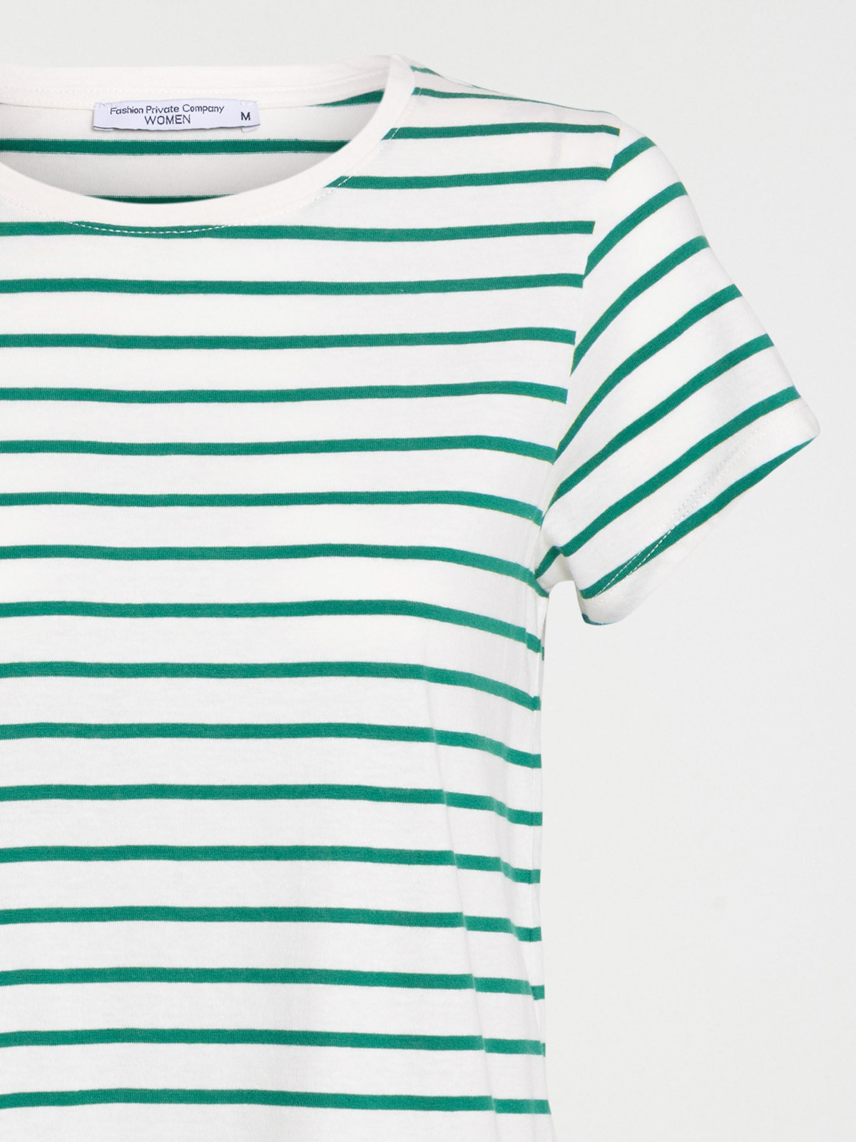 T-shirt rayé vert bosphore blanc femme