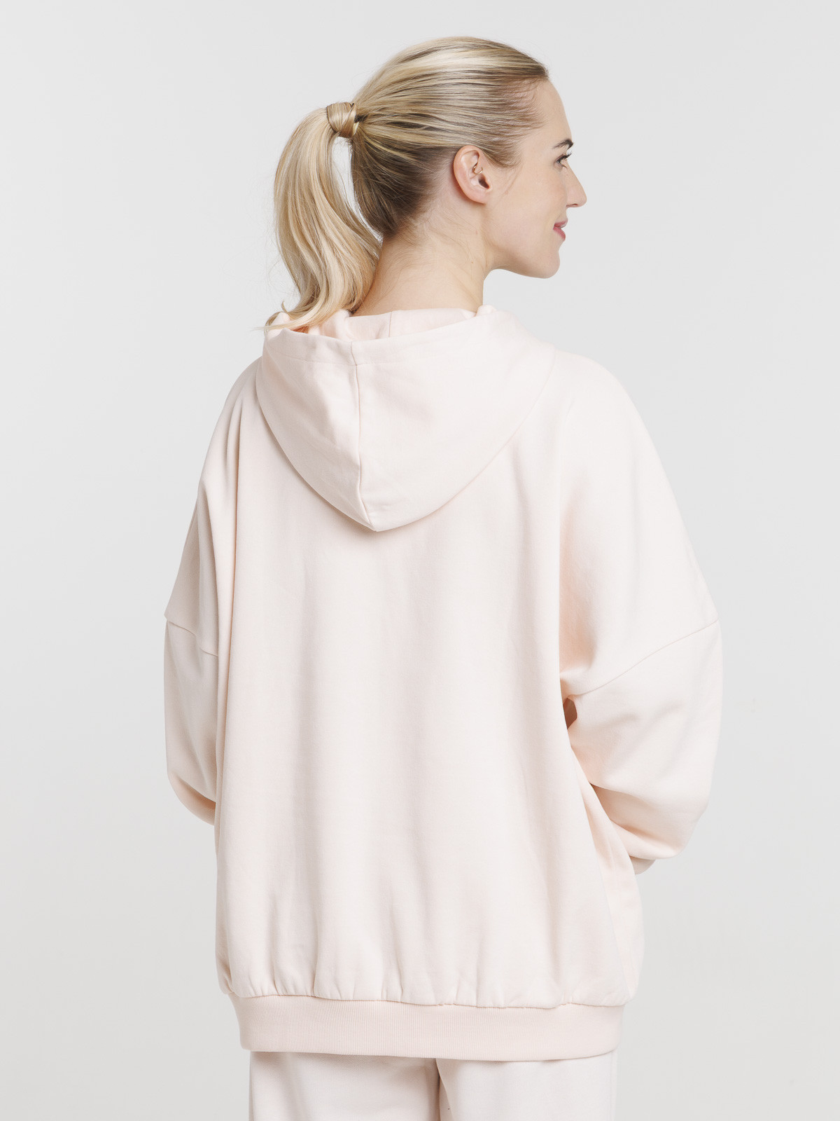 Sweat à capuche basique perle rose femme