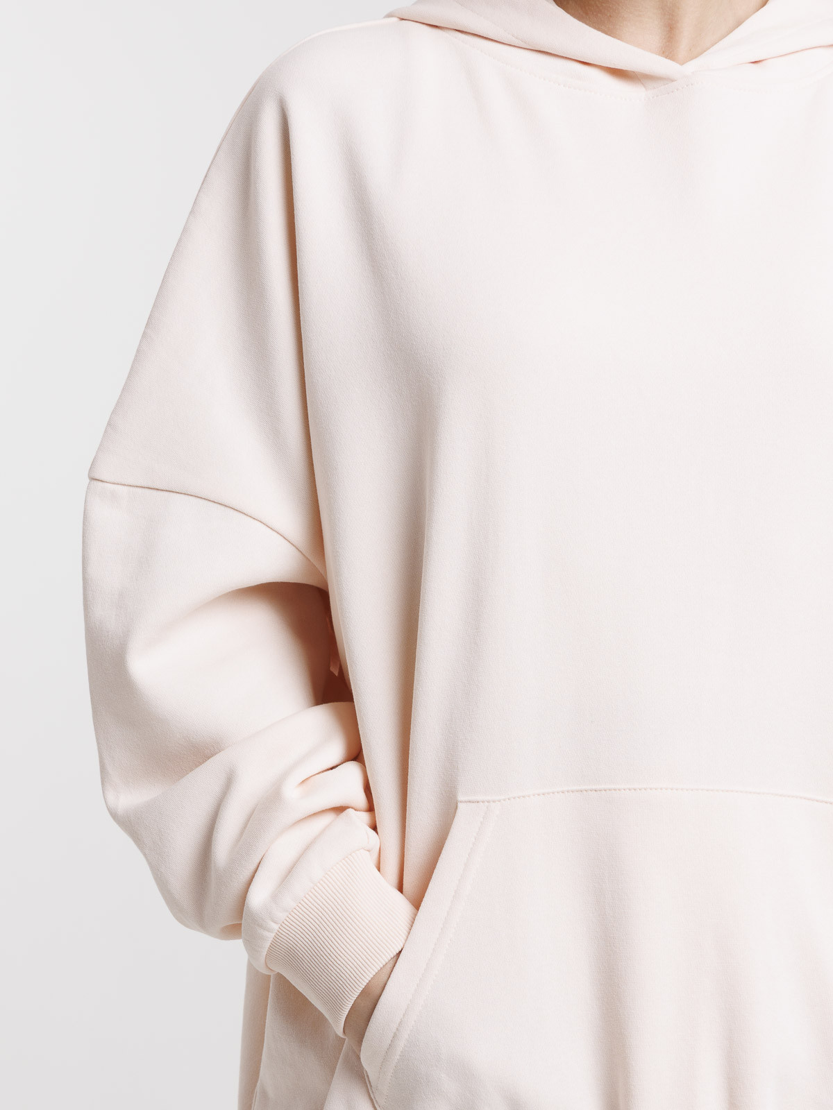 Sweat à capuche basique perle rose femme