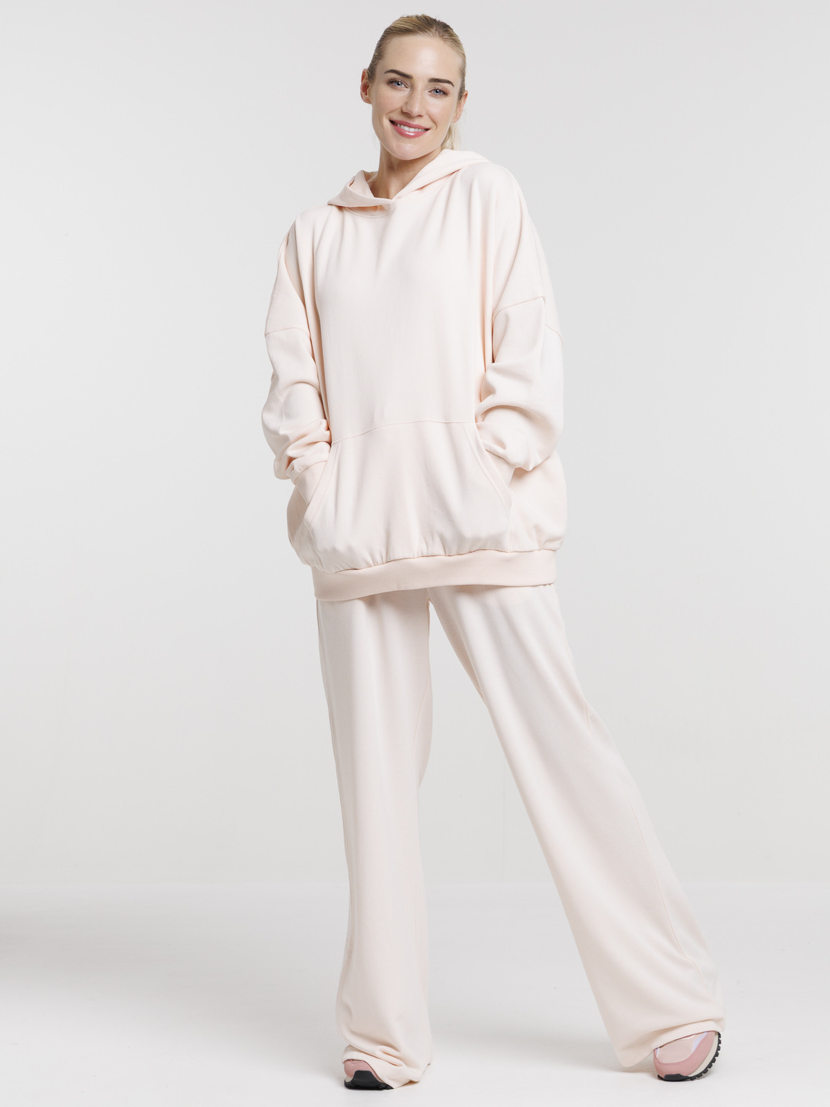 Sweat à capuche basique perle rose femme