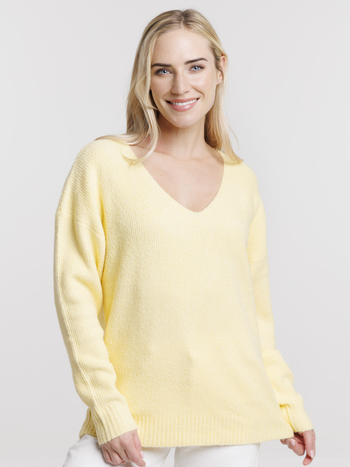 Pull col V jaune summer femme Pull col V jaune summer femme
