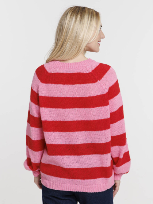 Pull rayé col rond femme