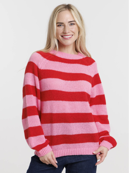 Pull rayé col rond femme