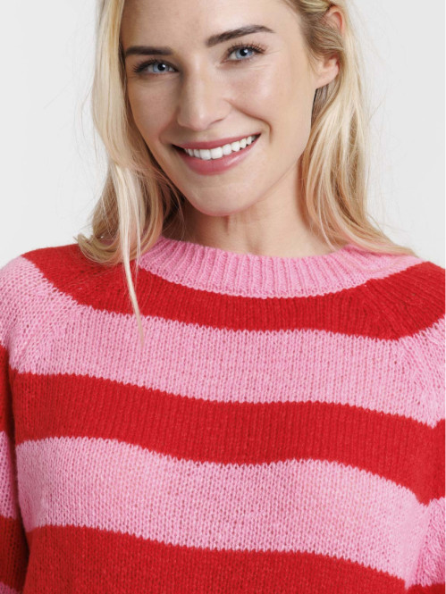 Pull rayé col rond femme
