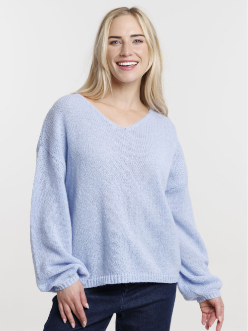 Pull col V tout doux femme