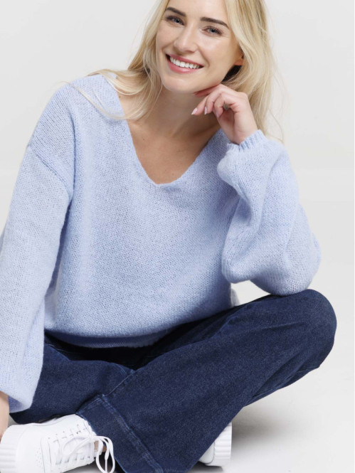 Pull col V tout doux femme
