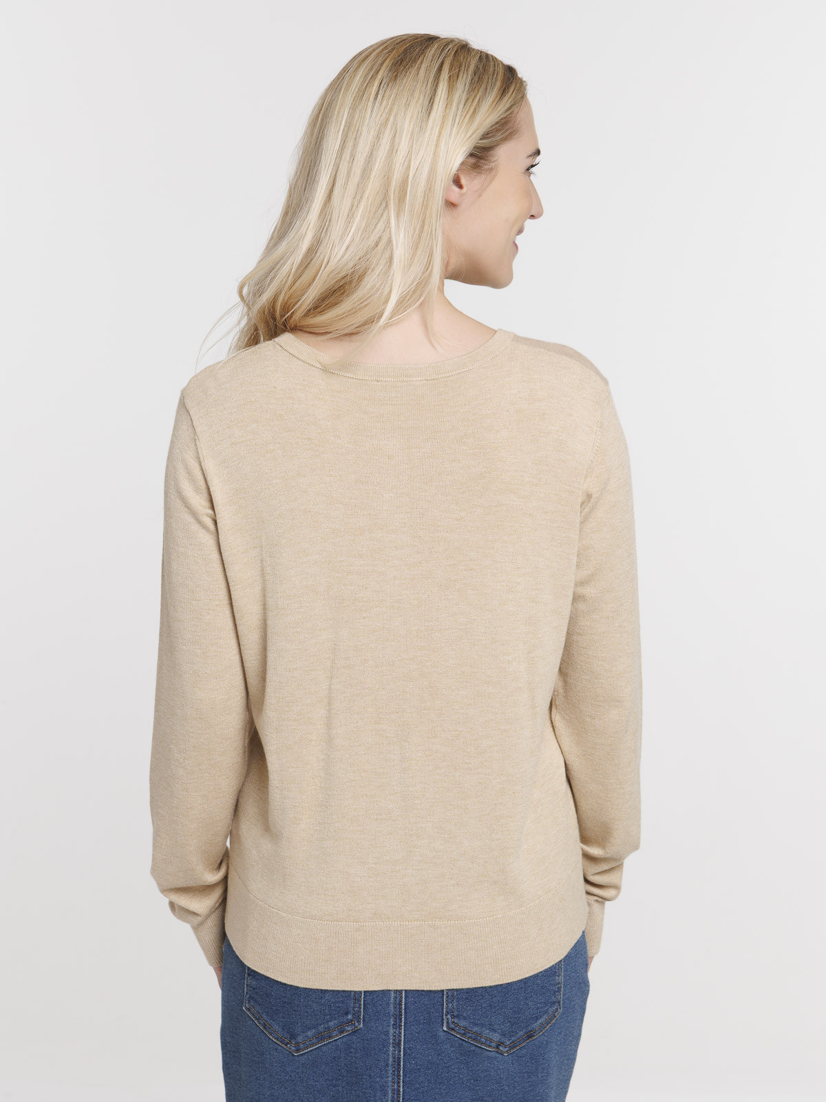 Gilet boutonné camel chiné femme