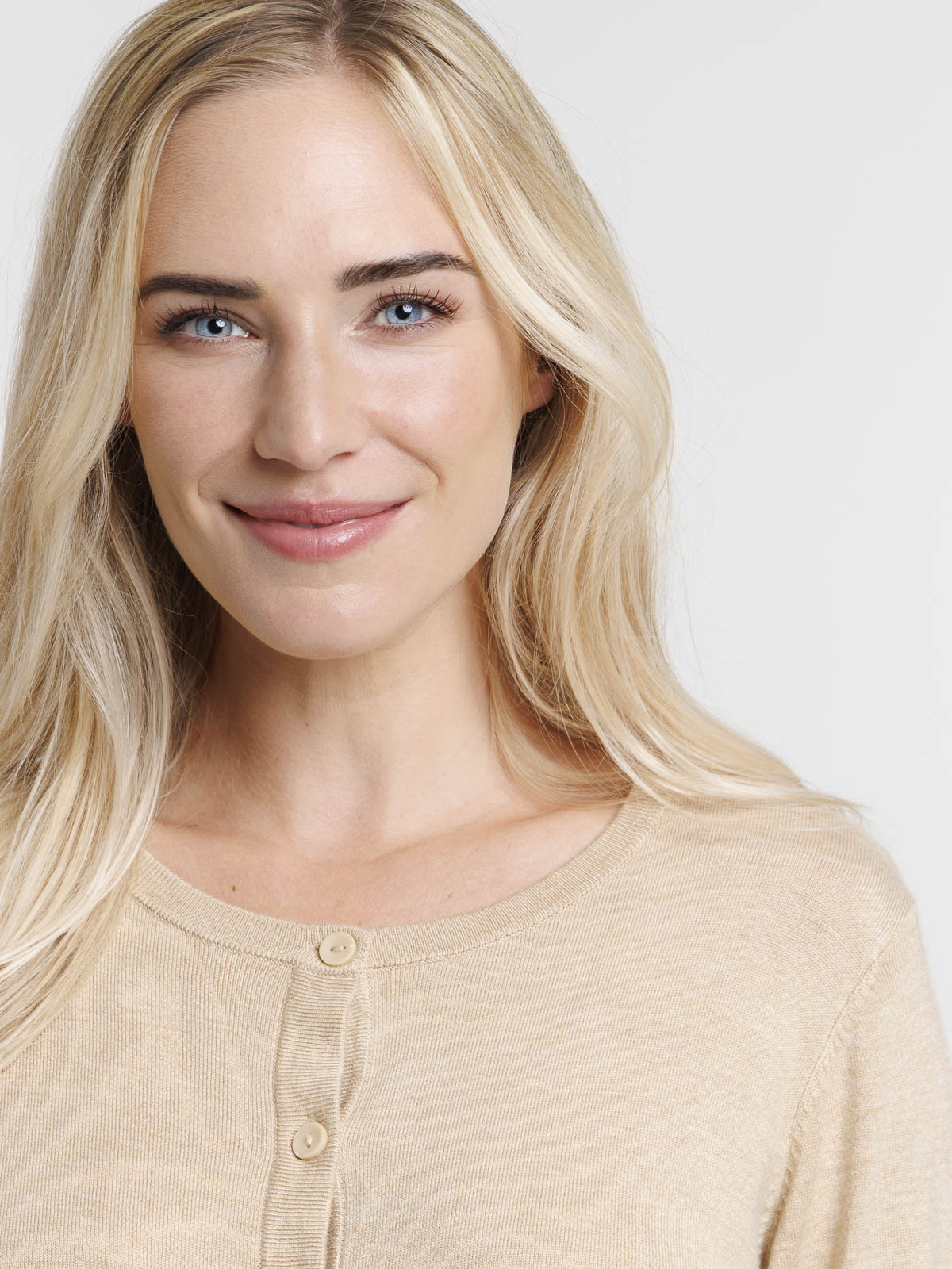 Gilet boutonné camel chiné femme