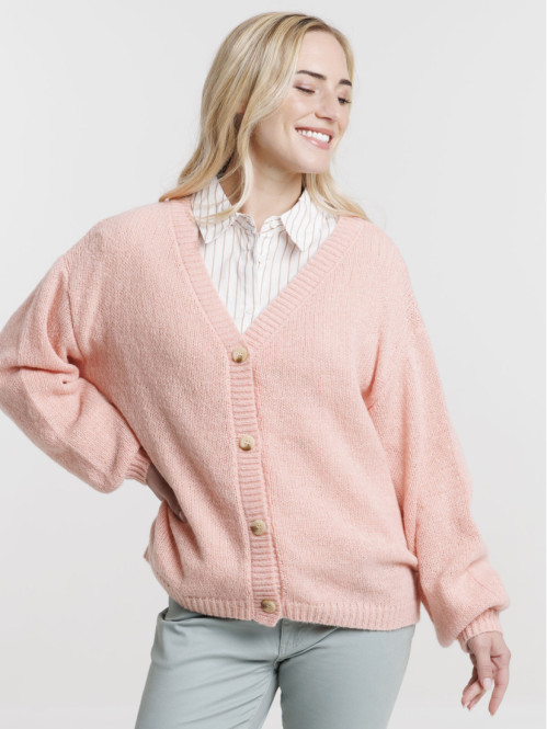 Gilet col V boutonné femme