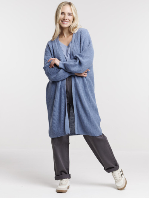 Gilet long ouvert denim...