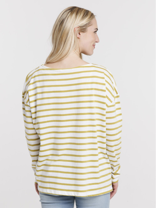 T-shirt écru rayé olivette femme T-shirt écru rayé olivette femme