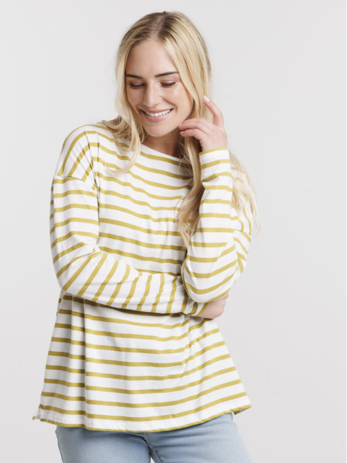 T-shirt écru rayé olivette femme T-shirt écru rayé olivette femme