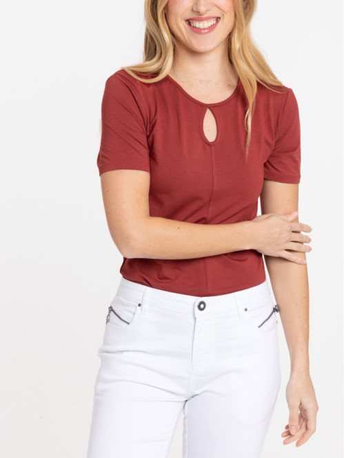 T-shirt marron rougi femme