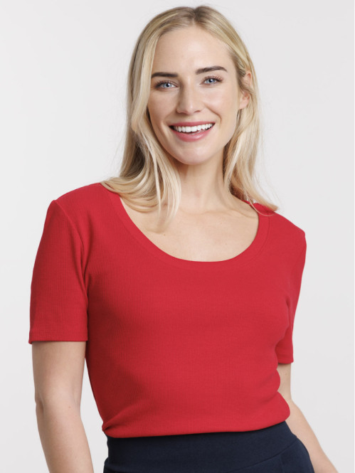 T-shirt cotelé rouge tango...