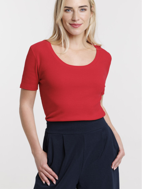 T-shirt cotelé rouge tango...