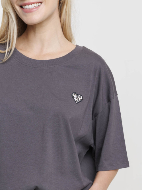 Tee-shirt coeur léopard femme