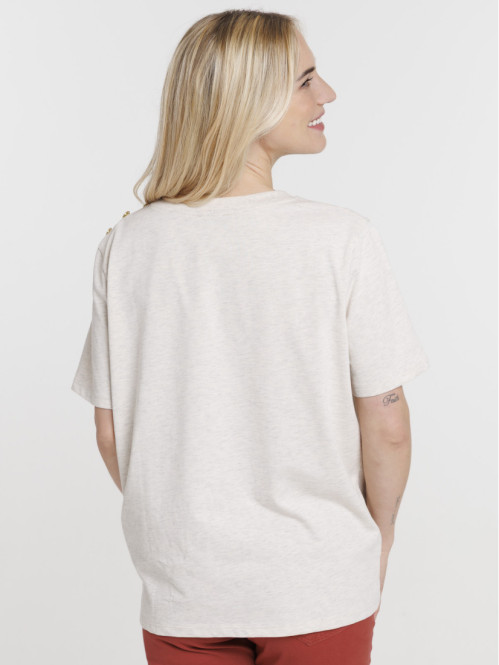 Tee-shirt boutons épaule gauche femme