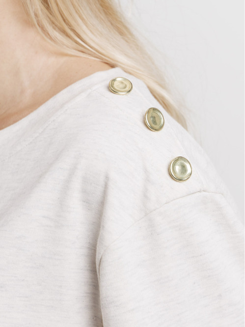 Tee-shirt boutons épaule gauche femme