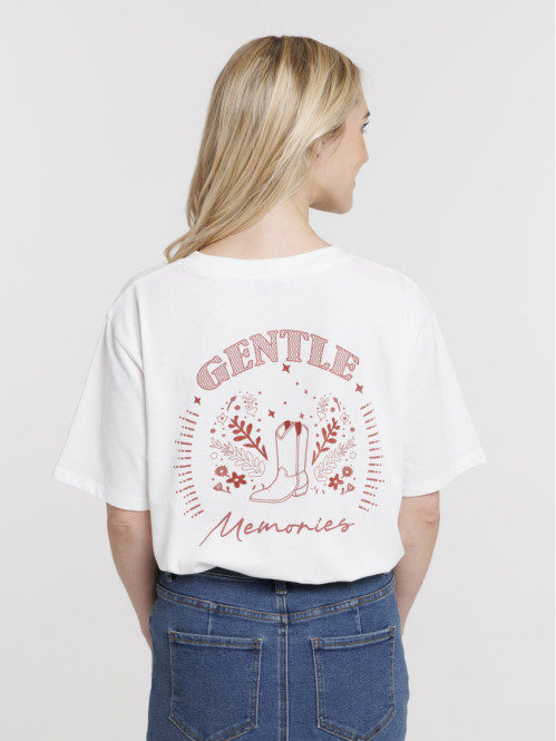 Tee-shirt imprimé dos écru...