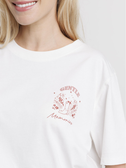 Tee-shirt imprimé dos écru...