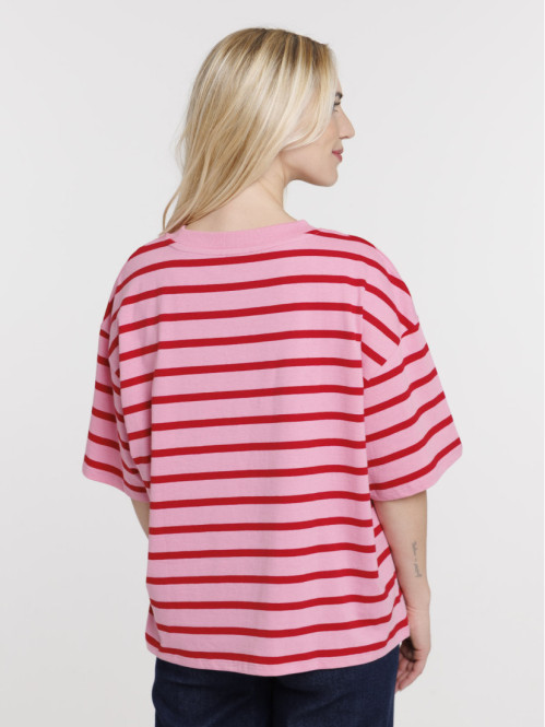 T-shirt rayé bubble pink femme