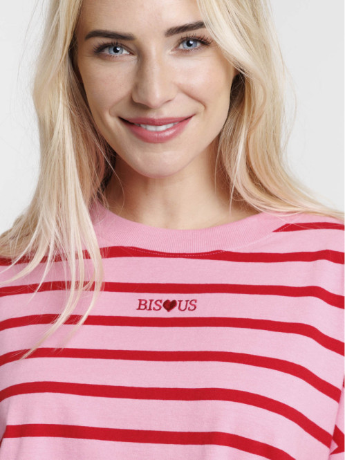 T-shirt rayé bubble pink femme