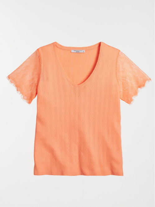 T-shirt manches en dentelle femme