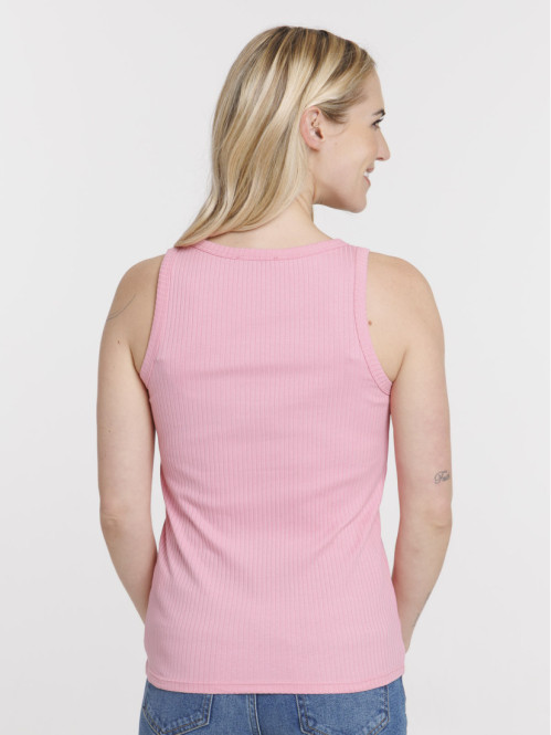Débardeur côtelé rose femme