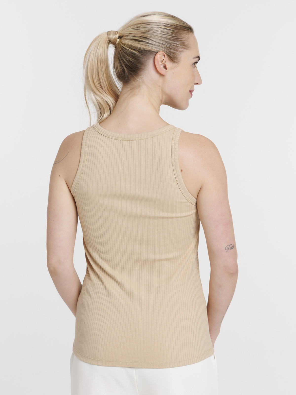 Débardeur côtelé tahini femme