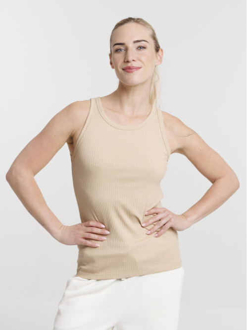 Débardeur côtelé tahini femme