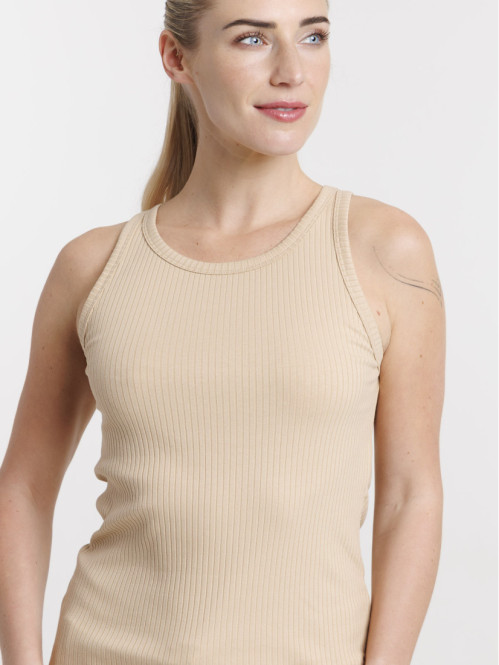 Débardeur côtelé tahini femme