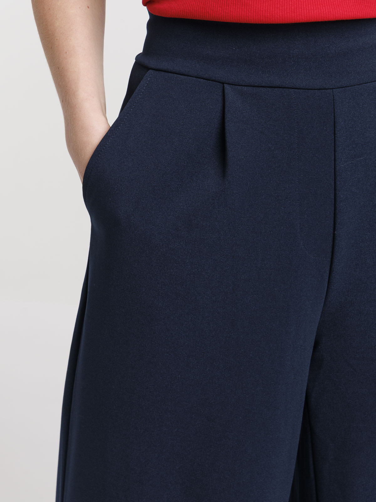 Pantalon marine large fluide femme