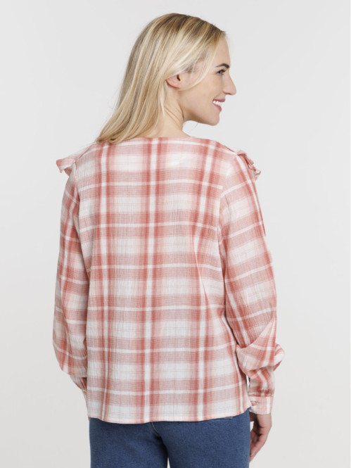 Chemise à carreaux marsala...