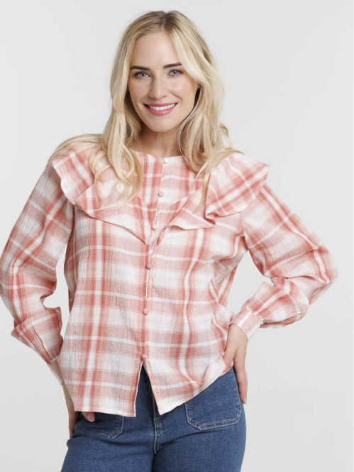 Chemise à carreaux marsala...