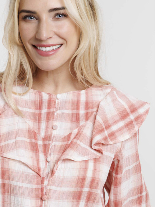 Chemise à carreaux marsala...