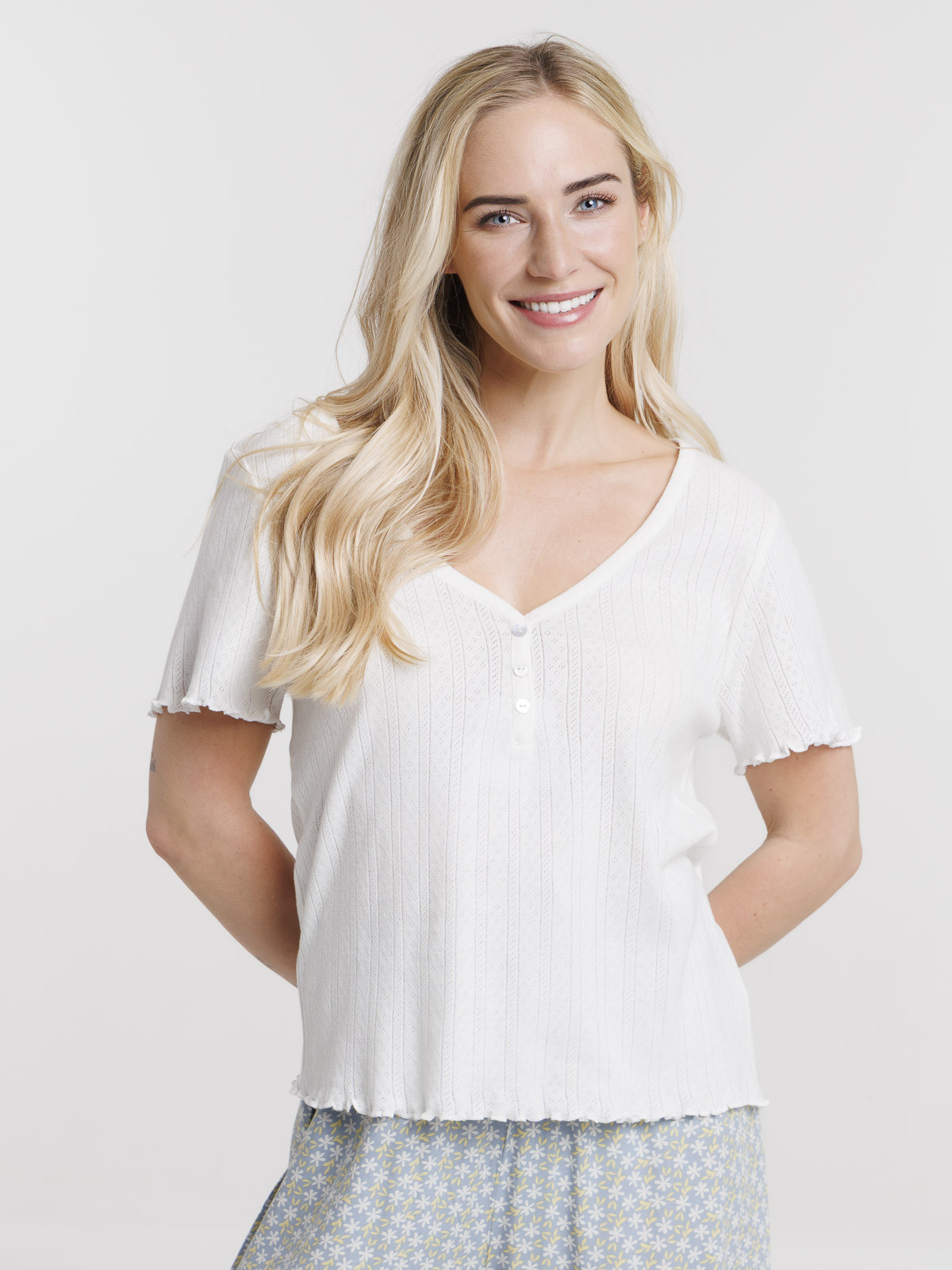 Haut de pyjama blanc cassé femme Haut de pyjama blanc cassé femme